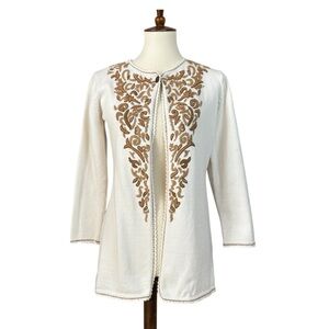 VTG Coldwatercreek Women’s XS/SM Wool Blend Cardigan Tan Brown Grandmacore Y2K